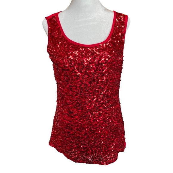 Tops - Anna Kaci fun sequin top in red
